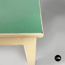 Load image into Gallery viewer, Dining table in white and aqua green wood, 1940s