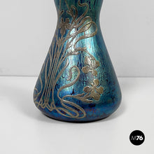 画像をギャラリービューアに読み込む, Vase in blue glass and silver-plate, 1930s