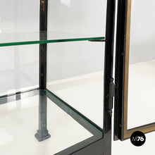 画像をギャラリービューアに読み込む, Display cabinet in glass and black metal, early 1900s