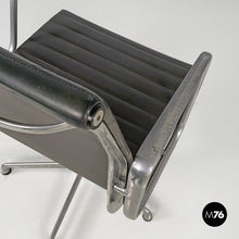 将图片加载到图库查看器,Dark grey leather office chair EA108 by Charles and Ray Eames for ICF, 1970s