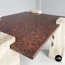 画像をギャラリービューアに読み込む, Red granite and travertine coffee table, 1970s