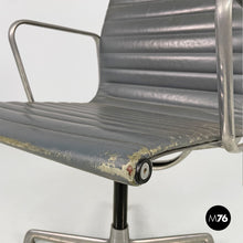 将图片加载到图库查看器,Dark grey leather office chairs EA108 by Charles and Ray Eames for ICF, 1970s