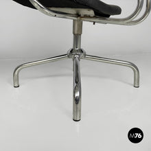 Load image into Gallery viewer, Swivel office chairs in steel and faux leather, 1960s