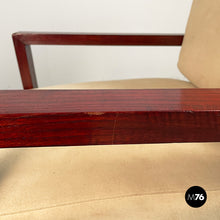 将图片加载到图库查看器,Armchair in wood and beige fabric, 1930s