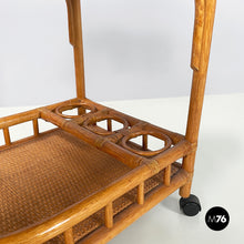 画像をギャラリービューアに読み込む, Double-shelf cart in rattan and bamboo, 1960s
