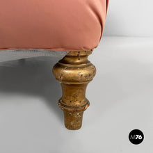 将图片加载到图库查看器,Chaise longue in pink satin and gilded wood, 1800s
