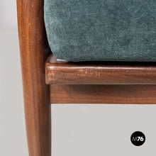 画像をギャラリービューアに読み込む, Green velvet armchairs, 1950s