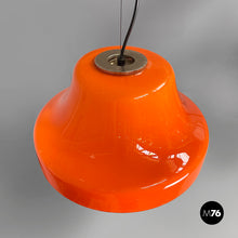 Carica l'immagine nel visualizzatore di Gallery, Chandelier in orange glass and white metal, 1970s