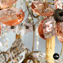 Load image into Gallery viewer, Chandeliers in pink glass and brass, early 1900s