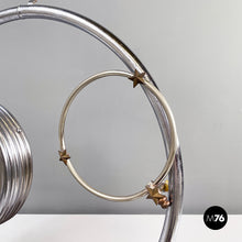 画像をギャラリービューアに読み込む, Table lamp with crafted glass, metal and wood, 1980s