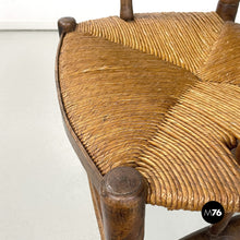 Load image into Gallery viewer, Wood and straw chair with armrests, late 1800s
