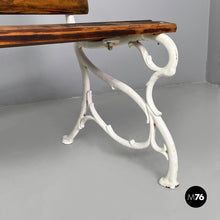 画像をギャラリービューアに読み込む, Italian Art Deco wooden and white cast iron bench, 1930s