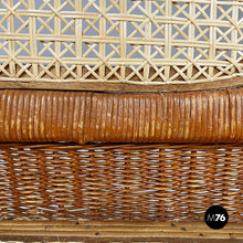 Load image into Gallery viewer, Two-seater outdoor bench in rattan, 1960s