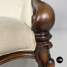Load image into Gallery viewer, Armchairs in wood and white fabric, 1930s
