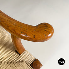 Load image into Gallery viewer, Armchairs in woven straw and wood, 1940s
