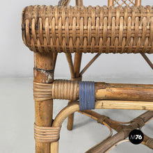 Carica l'immagine nel visualizzatore di Gallery, Chairs in rattan and light blue rattan, early 1900s