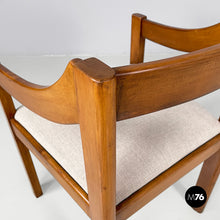 Load image into Gallery viewer, Chairs in wood and beige fabric, 1970s