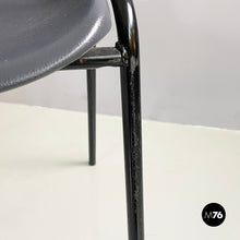 画像をギャラリービューアに読み込む, Stackable chairs in grey plastic and black metal, 2000s