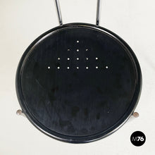 将图片加载到图库查看器,Chairs in black wood and metal rod, 1980s