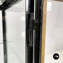 画像をギャラリービューアに読み込む, Display cabinet in glass and black metal, early 1900s