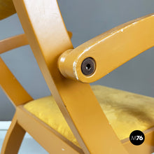 Carica l'immagine nel visualizzatore di Gallery, Yellow fabric and wooden chair by Bros/s, 1980s