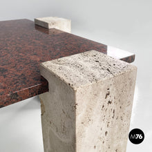 画像をギャラリービューアに読み込む, Red granite and travertine coffee table, 1970s