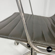 将图片加载到图库查看器,Dark grey leather office chair EA108 by Charles and Ray Eames for ICF, 1970s