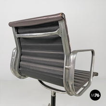 将图片加载到图库查看器,Dark grey leather office chair EA108 by Charles and Ray Eames for ICF, 1970s