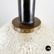 Charger l'image dans la galerie, Chandelier in molded glass, brass and metal, 1950s