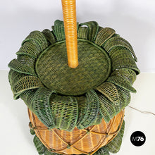画像をギャラリービューアに読み込む, Pineapple floor lamp in wicker, 1970s