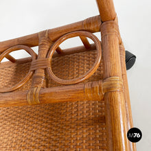 画像をギャラリービューアに読み込む, Double-shelf cart in rattan and bamboo, 1960s