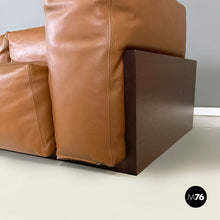将图片加载到图库查看器,Brown leather sofa by Cappellini, 2000s