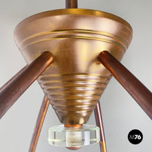 Load image into Gallery viewer, Chandelier in copper and glass, 1940s