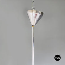 Charger l'image dans la galerie, Chandelier in opaline glass and chromed metal, 1980s