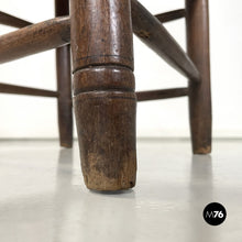 Load image into Gallery viewer, Wood and straw chair with armrests, late 1800s