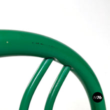 画像をギャラリービューアに読み込む, Green metal and grey straw chairs, 1980s