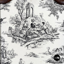 Load image into Gallery viewer, Fire screen in black and white fabric and wood, early 1900s