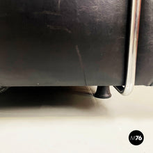 画像をギャラリービューアに読み込む, Armchair in black leather and metal, 1980s