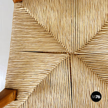 Load image into Gallery viewer, Armchairs in woven straw and wood, 1940s