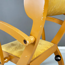 Carica l'immagine nel visualizzatore di Gallery, Yellow fabric and wooden chair by Bros/s, 1980s