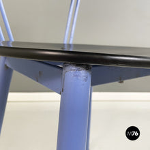 将图片加载到图库查看器,Chairs in blue metal, black wood and black rubber, 1980s