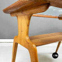 画像をギャラリービューアに読み込む, Coffee table in wood and decorated glass, 1950s