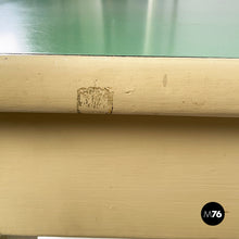 Load image into Gallery viewer, Dining table in white and aqua green wood, 1940s
