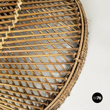 Load image into Gallery viewer, Round dining table in glass and rattan, 1960s
