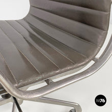 将图片加载到图库查看器,Dark grey leather office chair EA108 by Charles and Ray Eames for ICF, 1970s