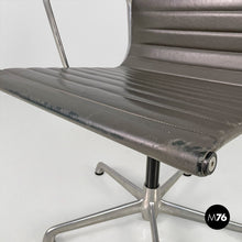 将图片加载到图库查看器,Dark grey leather office chair EA108 by Charles and Ray Eames for ICF, 1970s