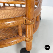 画像をギャラリービューアに読み込む, Double-shelf cart in rattan and bamboo, 1960s