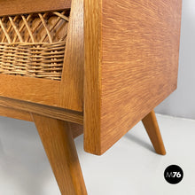 Charger l'image dans la galerie, Chest of drawers in wood and rattan, 1960s
