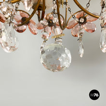 Load image into Gallery viewer, Chandeliers in pink glass and brass, early 1900s