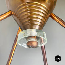 Load image into Gallery viewer, Chandelier in copper and glass, 1940s